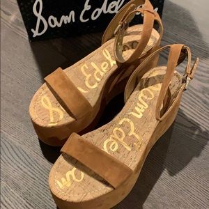 Tan suede platform sandal